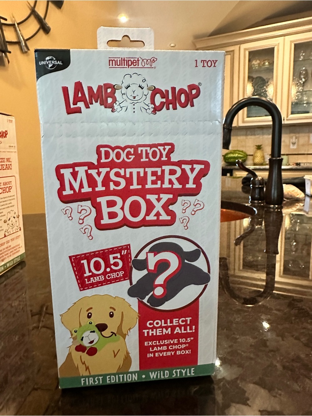 Lamb Chop Mystery Dog Toy Box - White & Red